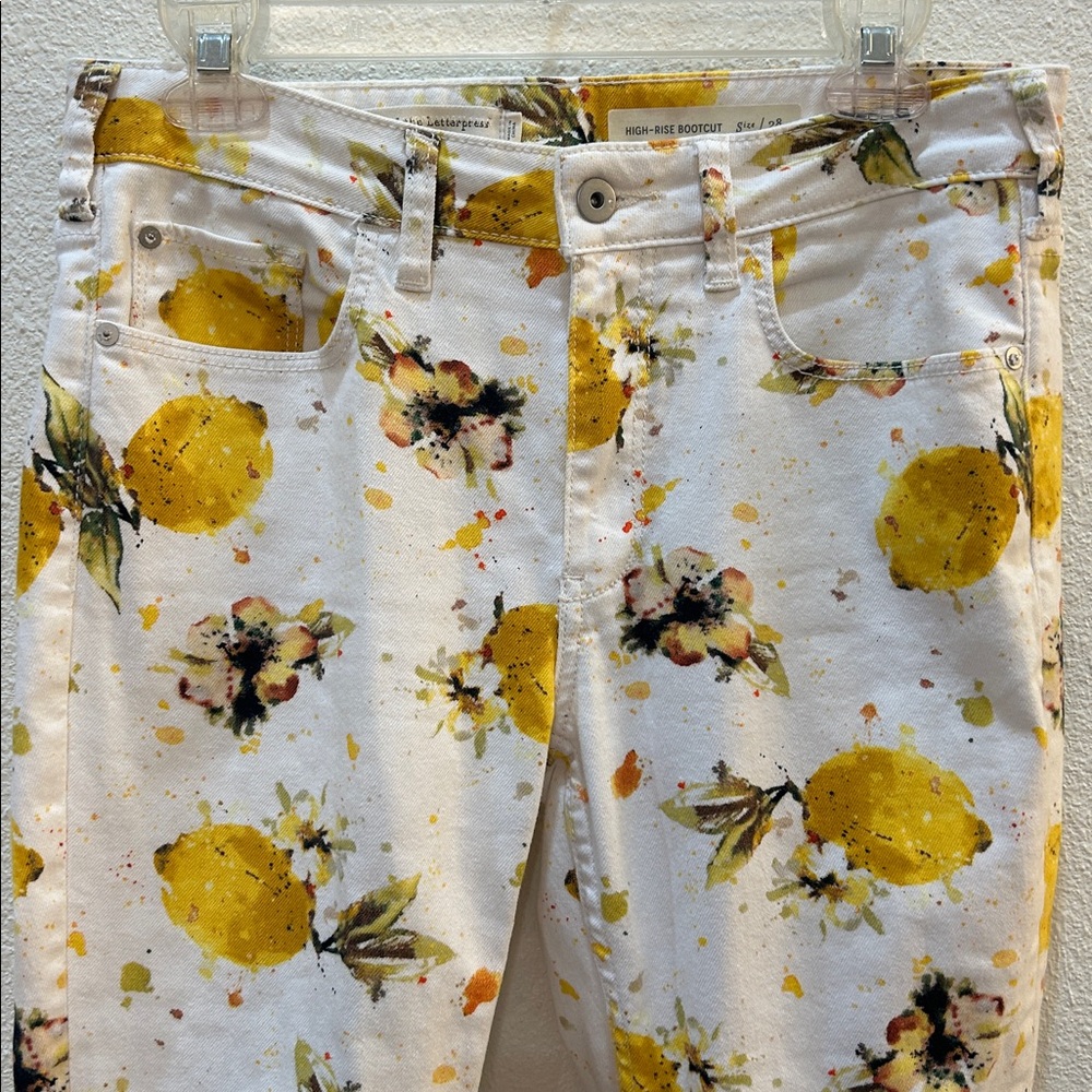 Anthropologie Pilcro Lemon Print Jeans High Rise Bootcut Size 28 - Picture 3 of 13